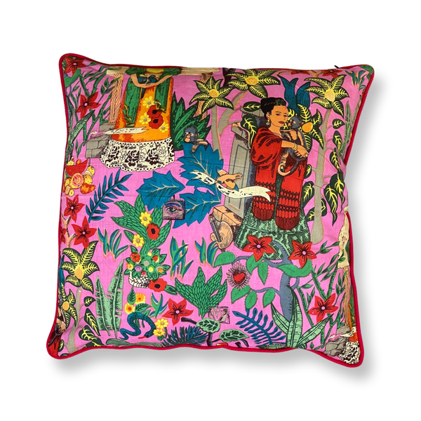 ' Frida in the Jungle" Cushion cover  in " Fushia " 50 cm x 50cm
