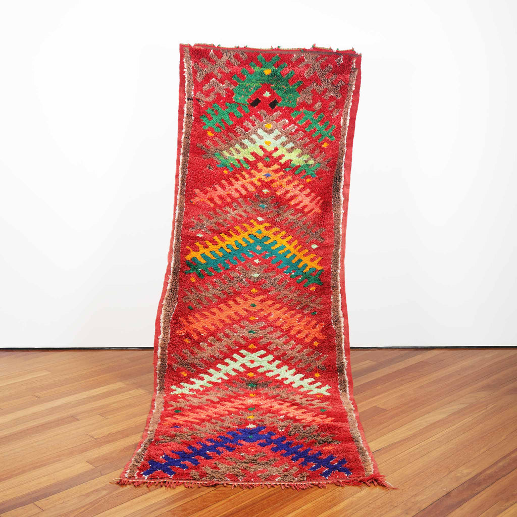 'Cyra ' Moroccan Boucherouite Rug 2.9 m x .92 m Kahina collection