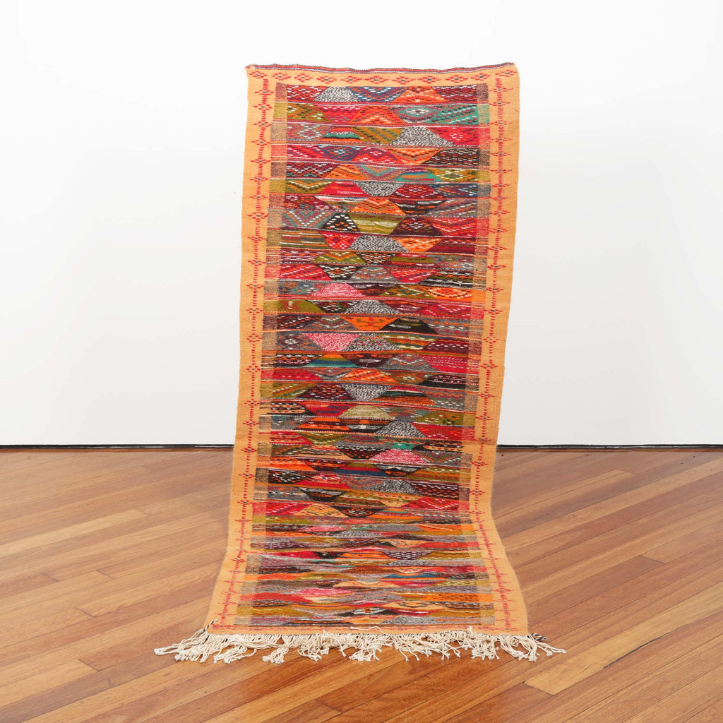 'Leilah's Oasis" Moroccan Kilim 1.95 m x .71 m  -Takama Collection