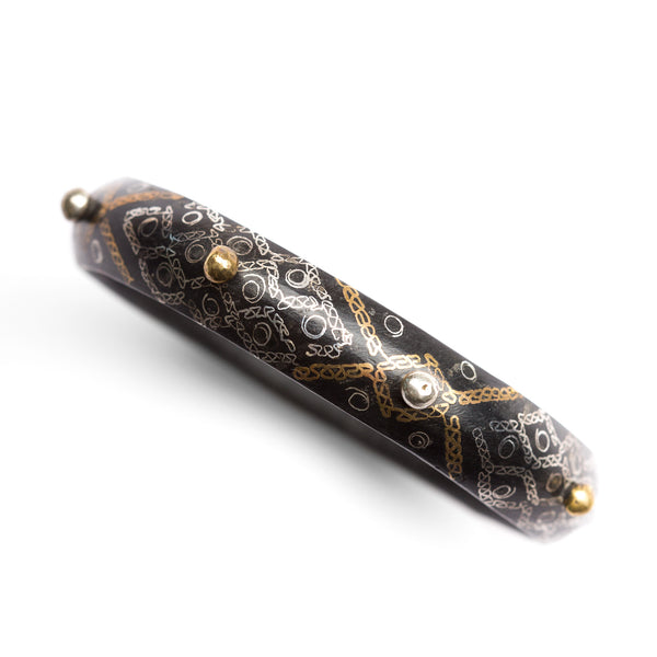Mauritanian Silver Wire and Brass Inlay Ebony Bangle