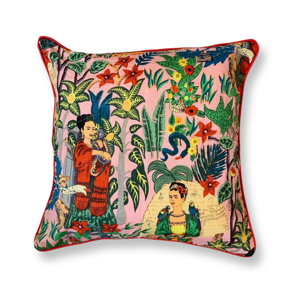 ' Frida in the Jungle" Cushion cover  in "Peachy "50 cm x 50cm