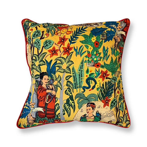 ' Frida in the Jungle" Cushion cover  in "Mimosa "50 cm x 50cm