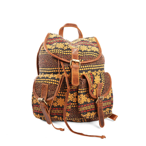'Mitali Ruck Sack' - Kantha and Leather