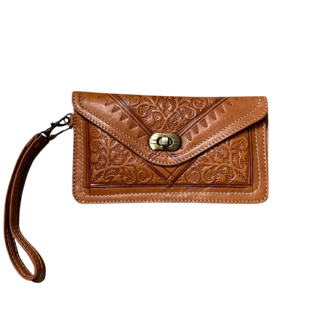 Marrakesh Embossed leather purse - Tan