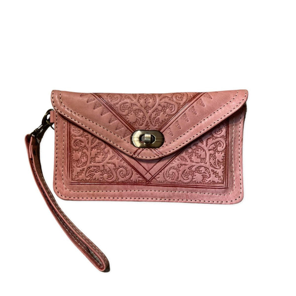 Marrakesh Embossed leather purse - Dusty Rose